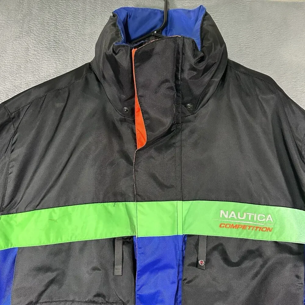 VTG 90s Nautica Competition Coat Jacket Scuba Windbreaker Y2K Color Block Size L